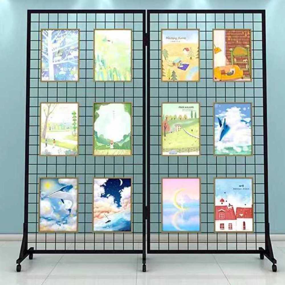 전시 파티션 네트망 미술 그림 접이식 디스플레이 스탠드 2개 - 상품 이미지