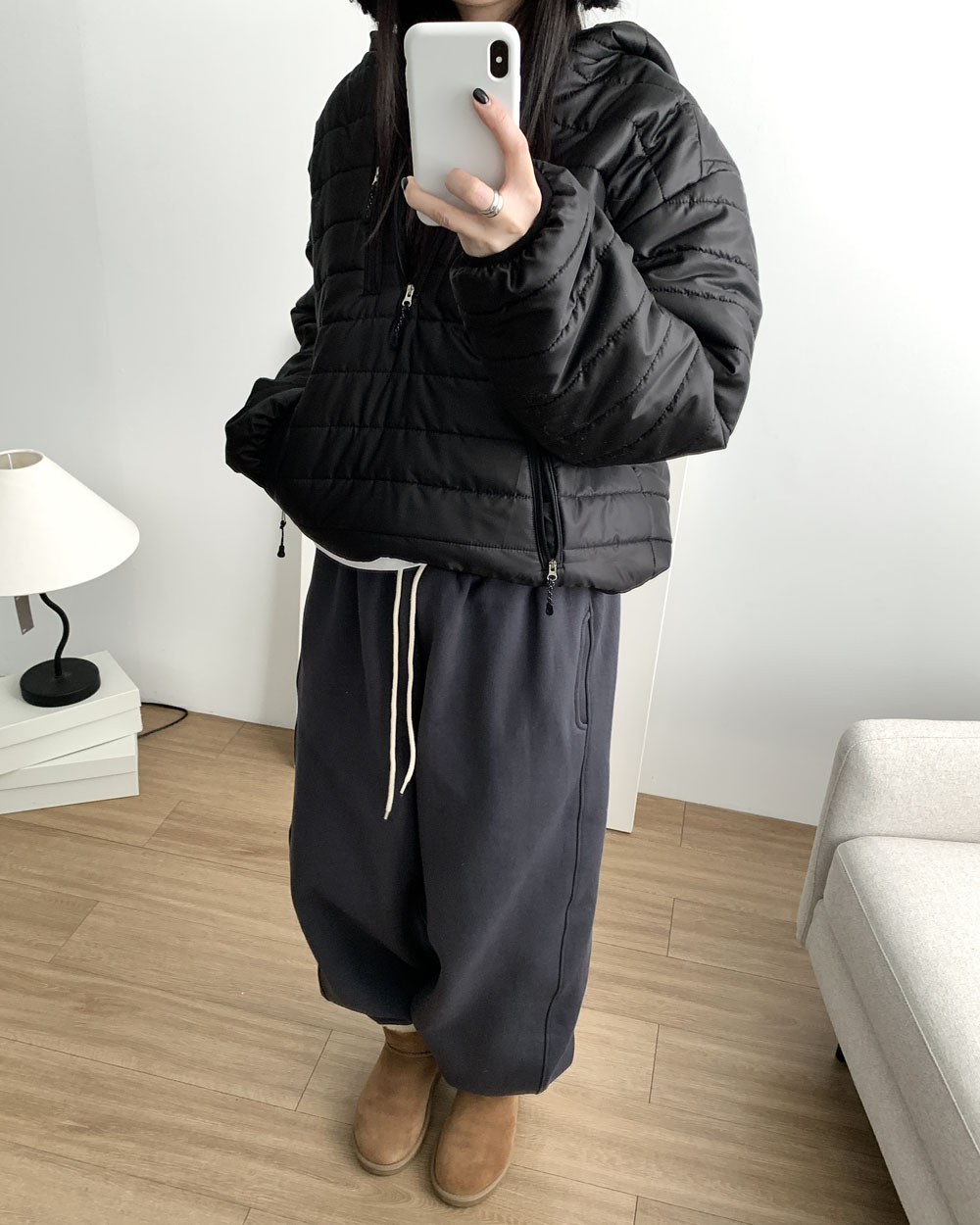 코니 기모 조거팬츠 밴딩조거 와이드팬츠 웨어링무드 (2c) - 상세 이미지 4