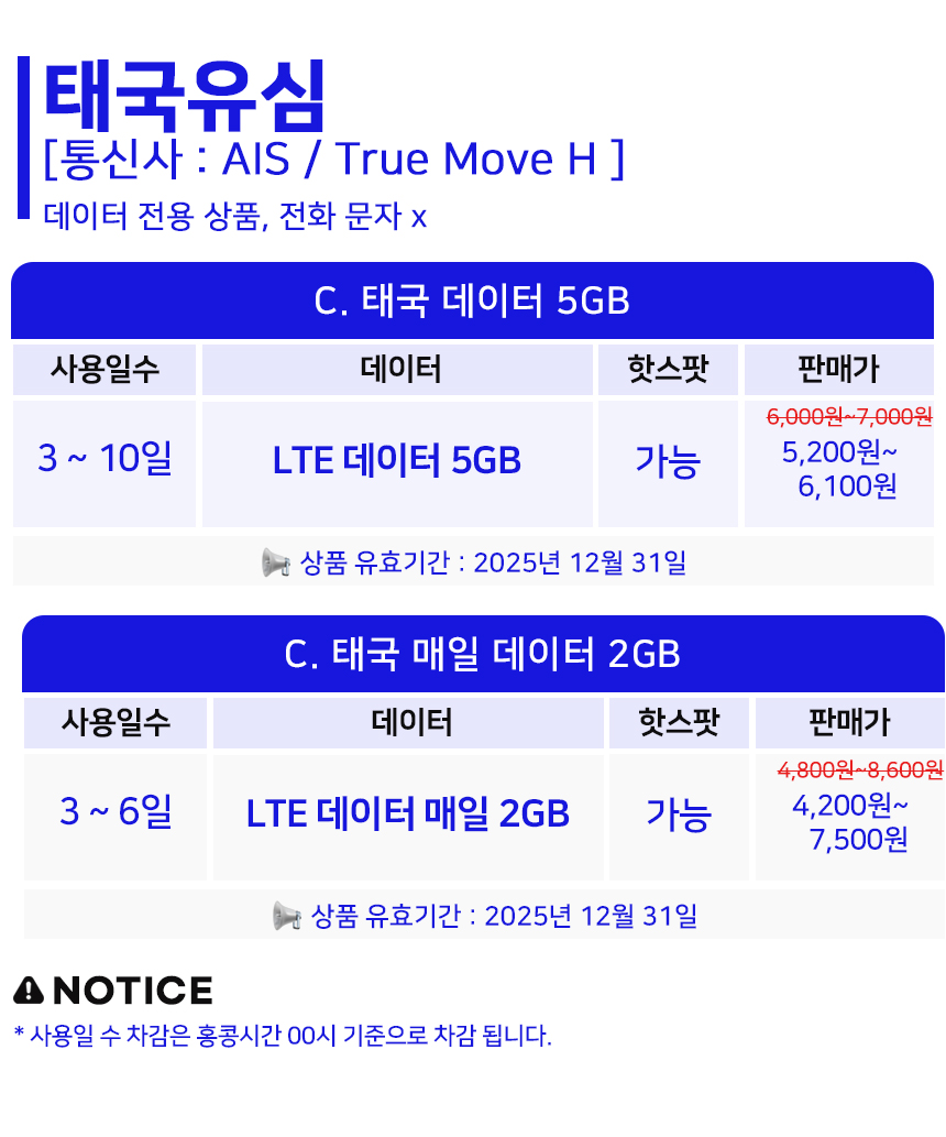 태국유심 방콕 치앙마이 푸켓 5G Dtac 4일 무제한 유심칩 로밍전화