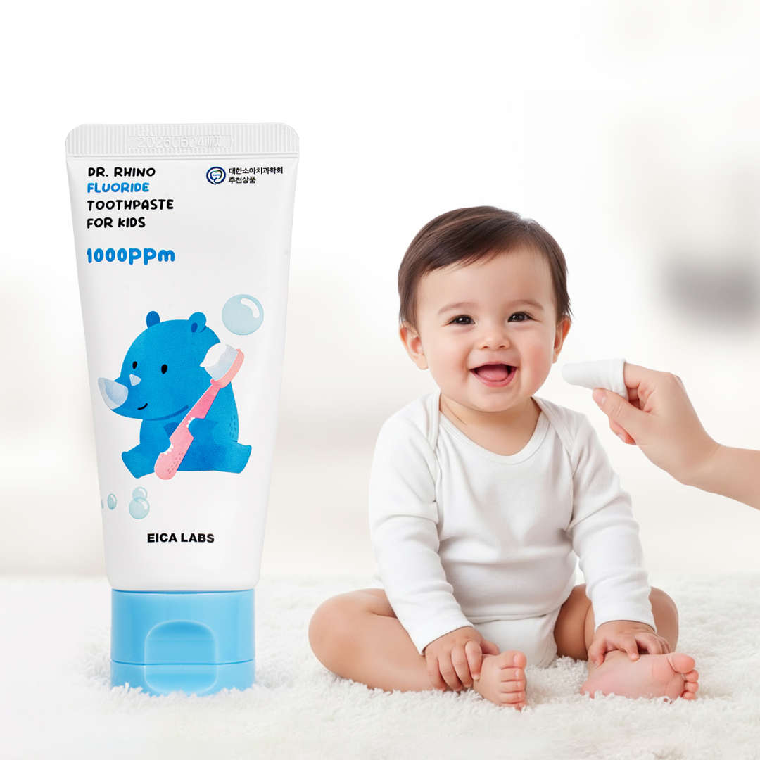 에이카랩스 어린이치약 코뿔소치약 불소 고불소 유아 아기 초등학생 주니어 청포도향, 60g, 3개