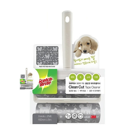 기전상사OEM 3M 클린컷 테이프클리너 강이지 대형 핸들1+리필2 청소테이프 롤클리너 돌돌이롤러
