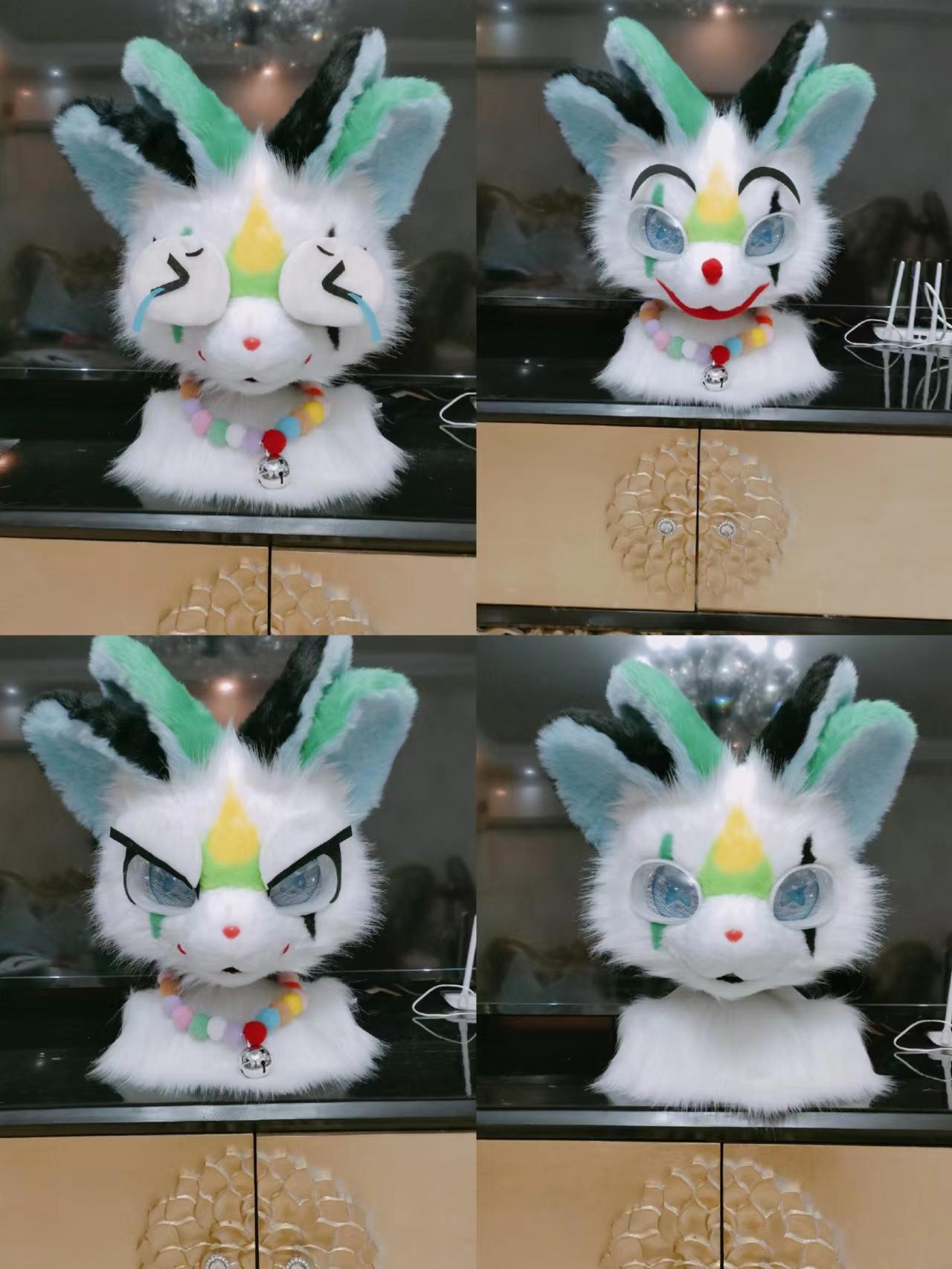 퍼슈트 탈 완제품 귀여운 인형탈 머리 퍼리 조아 동물 가면 수인 코스튬 헤드 수제제작 블루 화이트 아이 쉘 프리 사이즈 - 상세 이미지 3