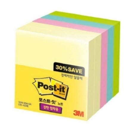 회사용품 포스트 잇 SSN 알뜰팩 박스(36개입) 3M 654-5A /5개 450매