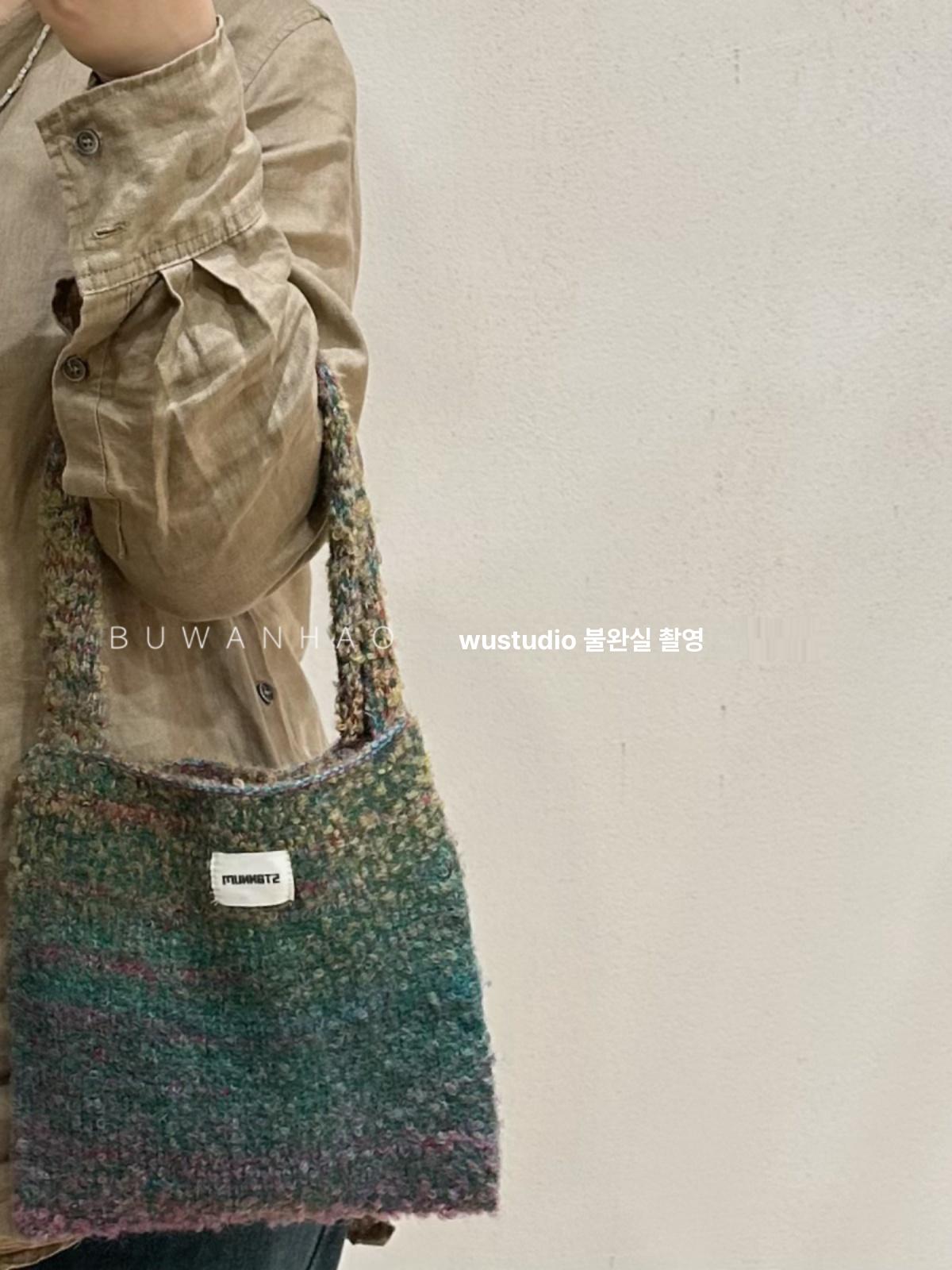 손뜨개 휘뚜루마뚜루 가방 에코백 겨울 뜨개가방 블랙그레이 - 상세 이미지 4