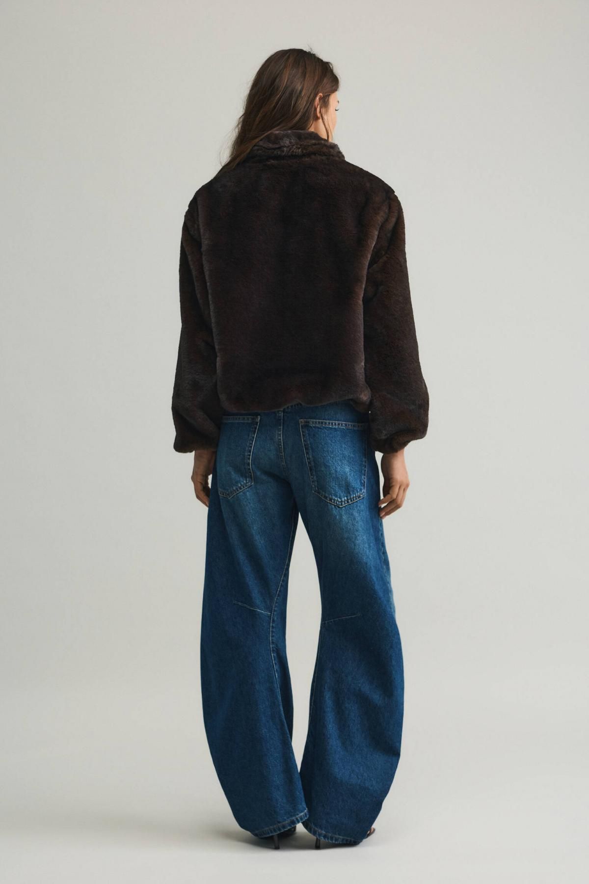 풀앤베어 에코퍼 하이넥 집업 자켓 3720/335 BROWN - 상세 이미지 4
