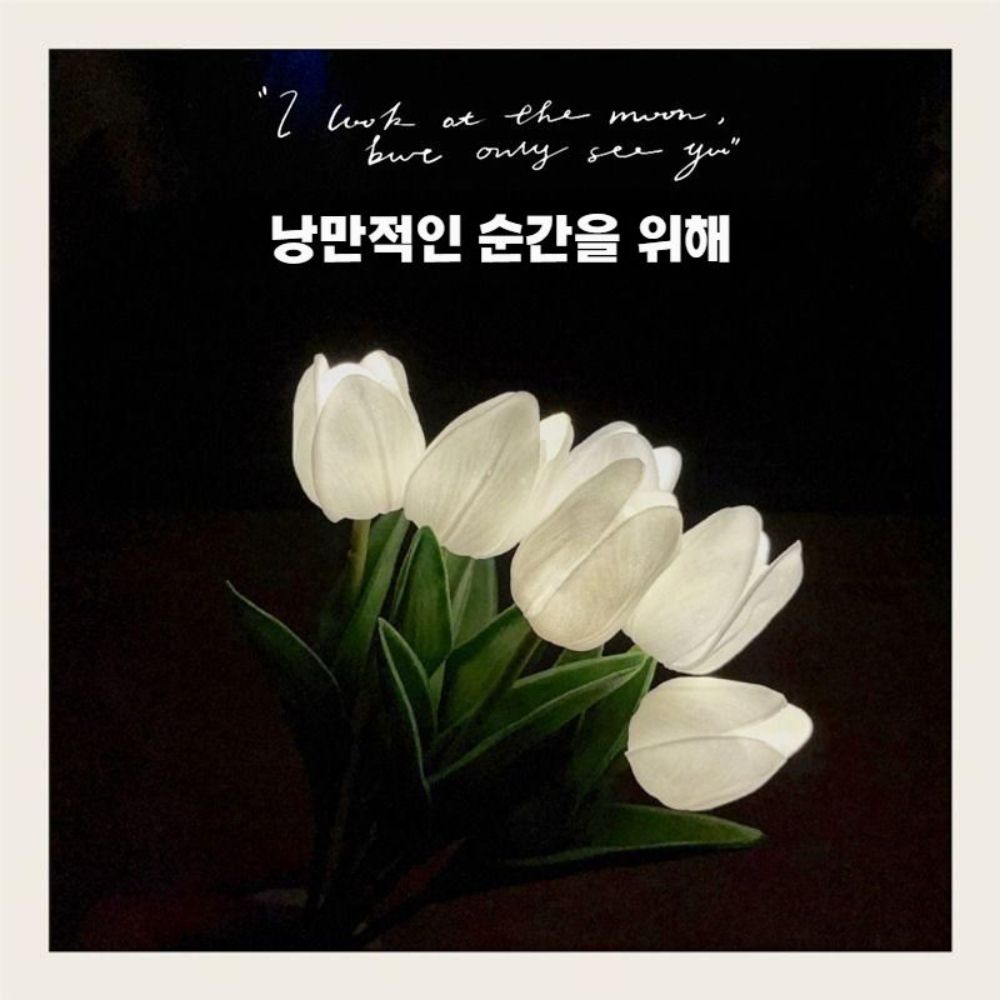 LED 튤립 조명 꽃다발 램프 식탁 침대 옆 무드등 화이트 튤립 2W (6송이) - 상세 이미지 3