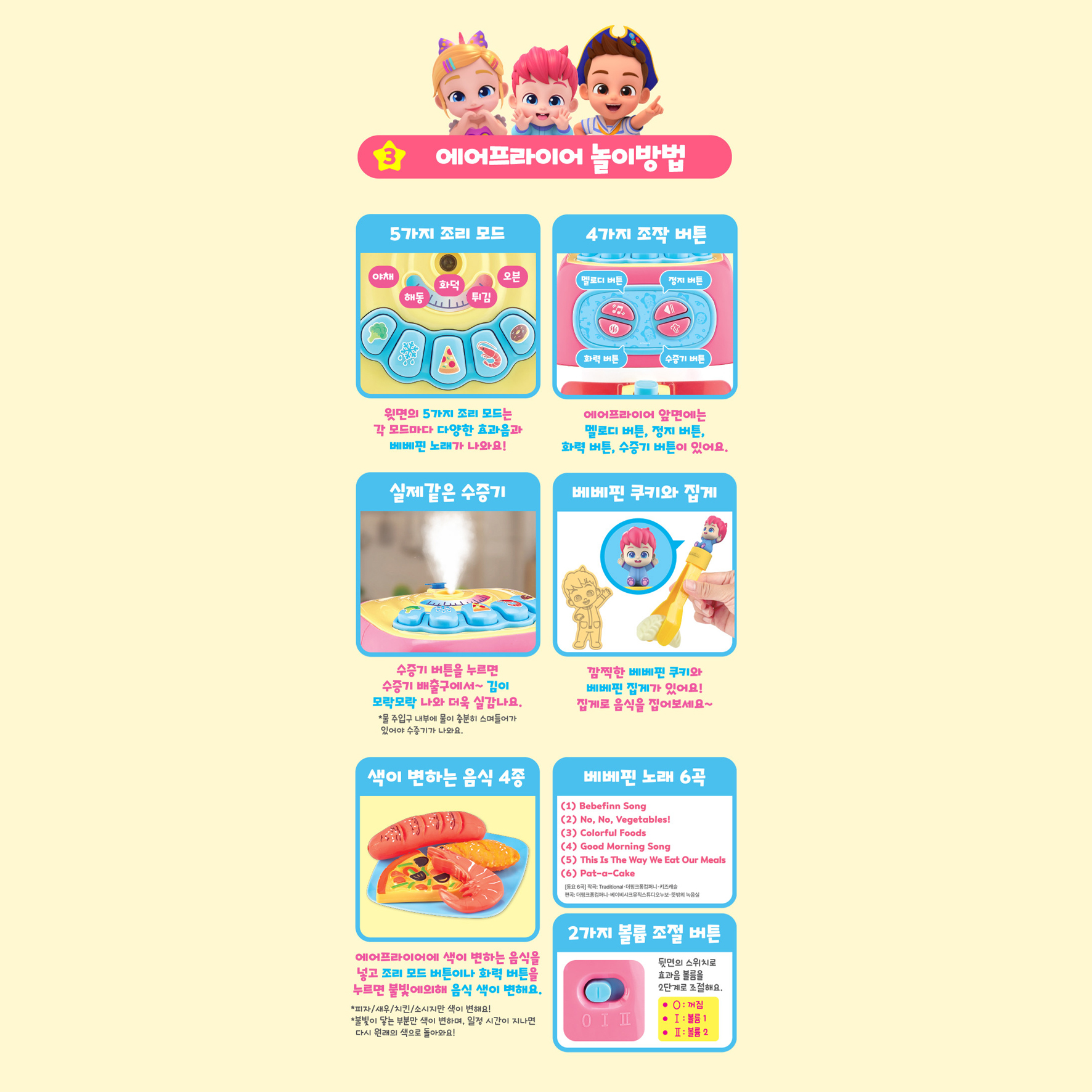 베베핀 3세 주방놀이 장난감 노래하는 에어프라이어 - 상세 이미지 5
