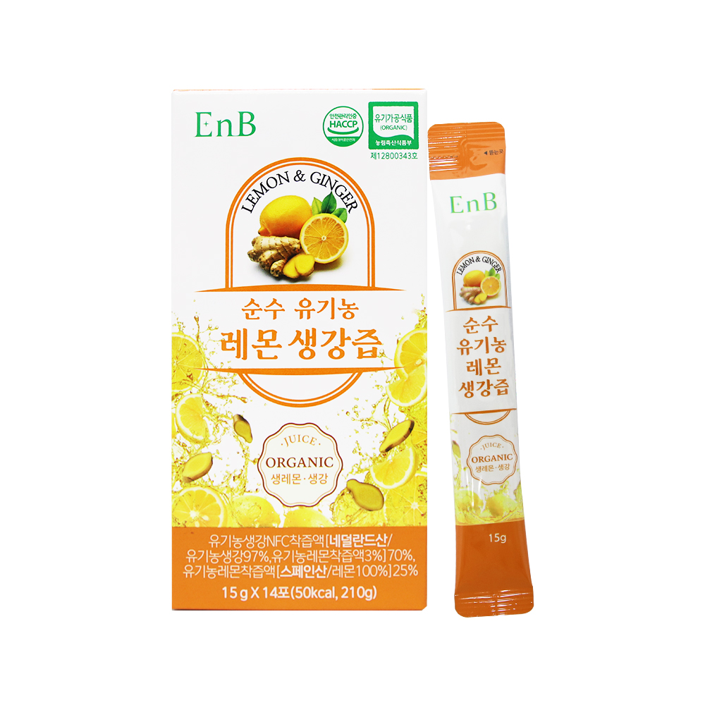 EnB 순수 유기농 레몬 생강즙 14포, 2주분 - 상품 이미지
