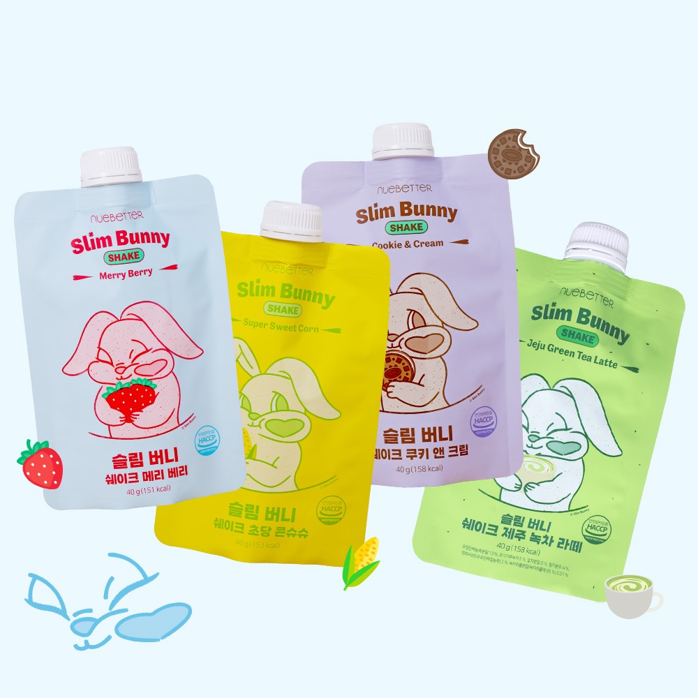 [신규맛출시] 뉴베러 슬림 버니 단백질 쉐이크 파우치 딸기맛 외 4종 식사대용 프로틴 보충제 파우더 한끼 - 상품 이미지
