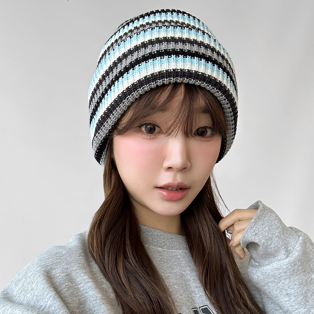 스트라이프 하찌 니트비니 가을 겨울 모자 이미지 8