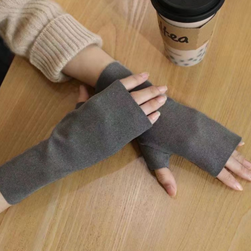 여성 겨울반장갑 손가락없는장갑 수면 손가락뚫린장갑 딥그레이 - 상품 이미지