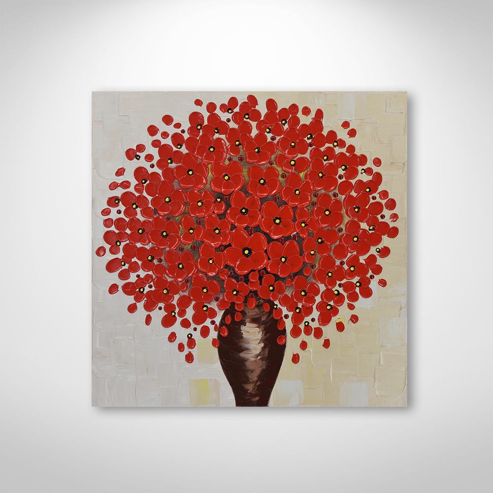 [Gallery Edition] 거실 인테리어액자 빨간 꽃 그림 액자 (70cmx70cm) - 상품 이미지