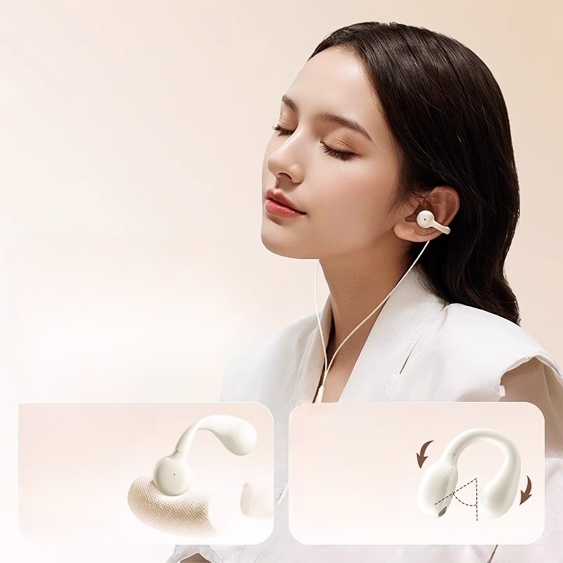 오픈형 유선이어폰 귀안아픈 귀걸이형 편안한 스포츠 러닝 게이밍 3.5mm 마이크 - 상세 이미지 2