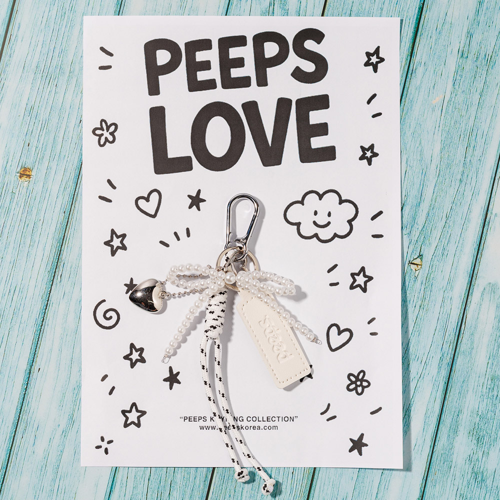 PEEPS Pearl Ribbon Keyring(White) 가방 바지키링 - 상세 이미지 2
