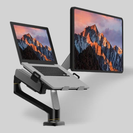 듀얼 모니터 노트북 거치 암 벽면 밀착형 스프링 조절 데스크 설치