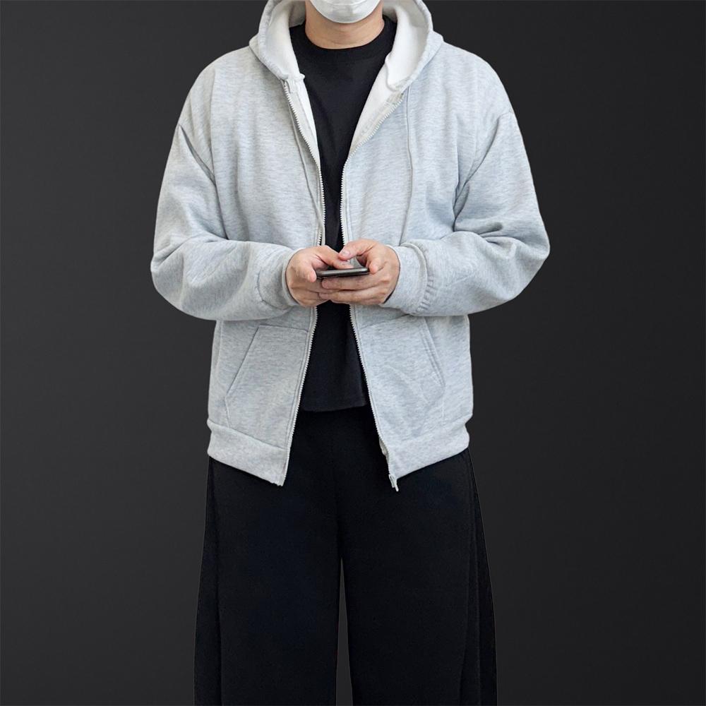 기모후드집업 무지후드집업 - 메인 이미지