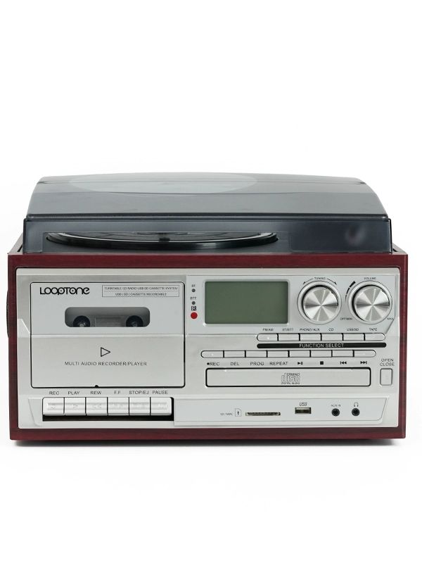 올인원 전축 오디오 턴테이블 LP CD 카세트 라디오 USB SD카드 블루투스 블랙 그레이 단방향블루투스 블루투스 - 상품 이미지