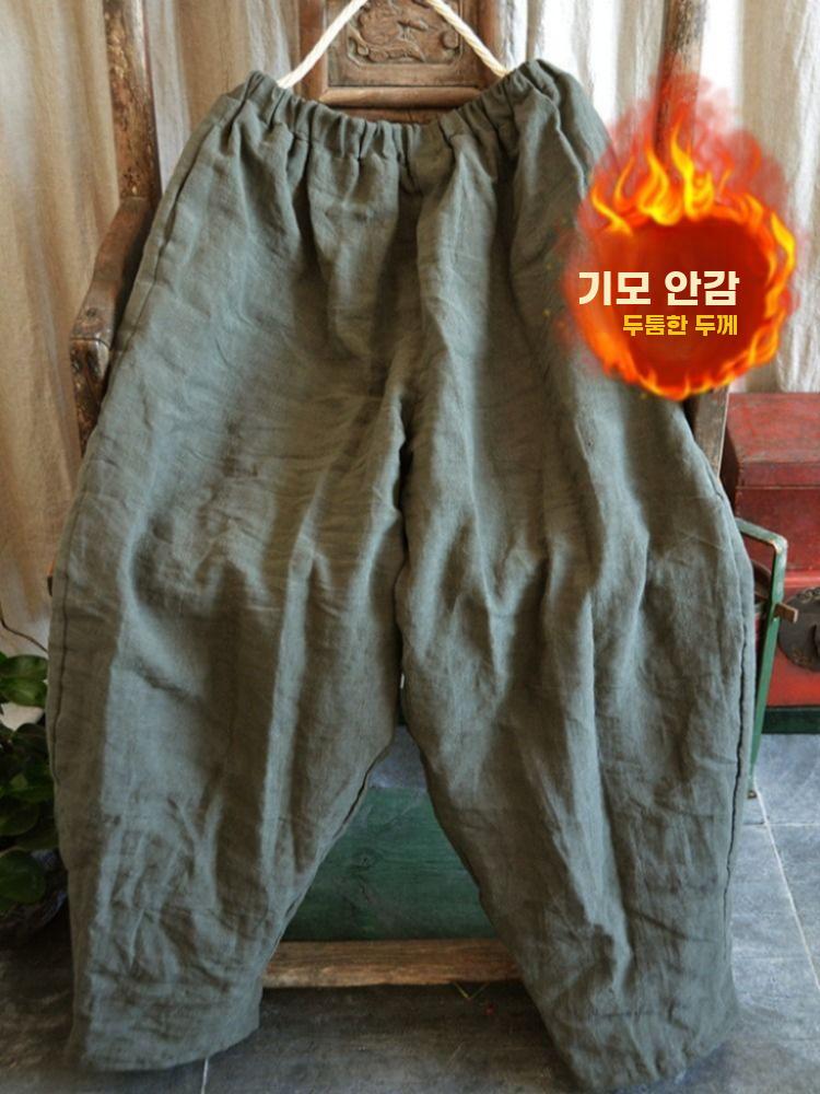 할머니바지 통바지 팬츠 오렌지 밴딩 편한 겨울바지 루즈 - 상세 이미지 5