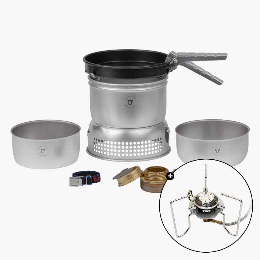트란지아 듀오살 스톰쿡셋 27-23UL/D 알콜 버너 TP2 가스 스토브 세트 백패킹 코펠