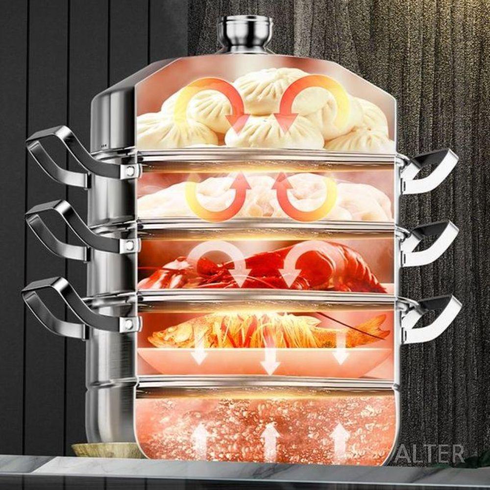 찜솥 대형 스텐 찜기 찜 인덕션 냄비 304 스텐 28cm 4층 - 상세 이미지 2