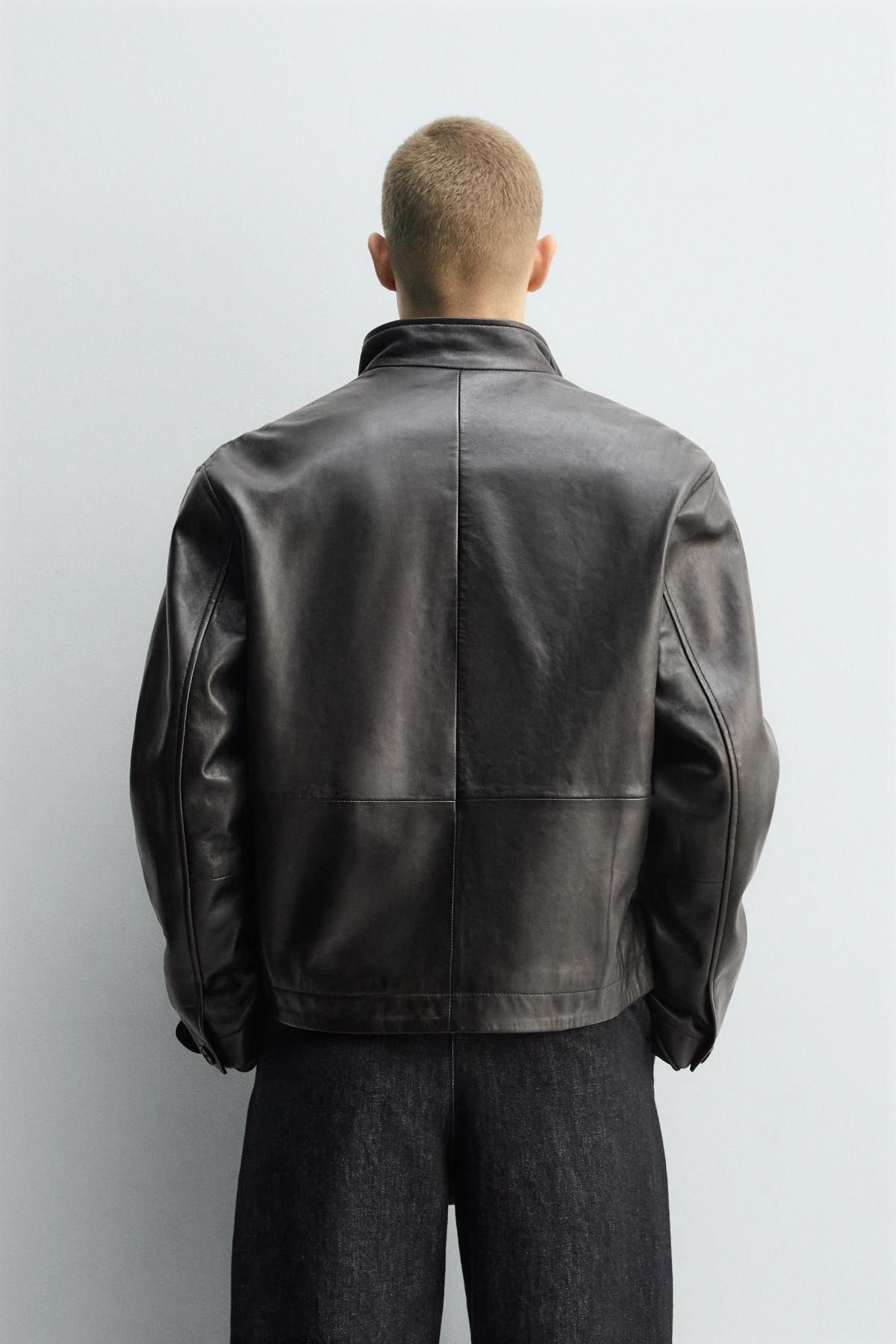 자라 테크니컬 릴렉스핏 레더 재킷 블랙 5388/750 BLACK - 상세 이미지 4