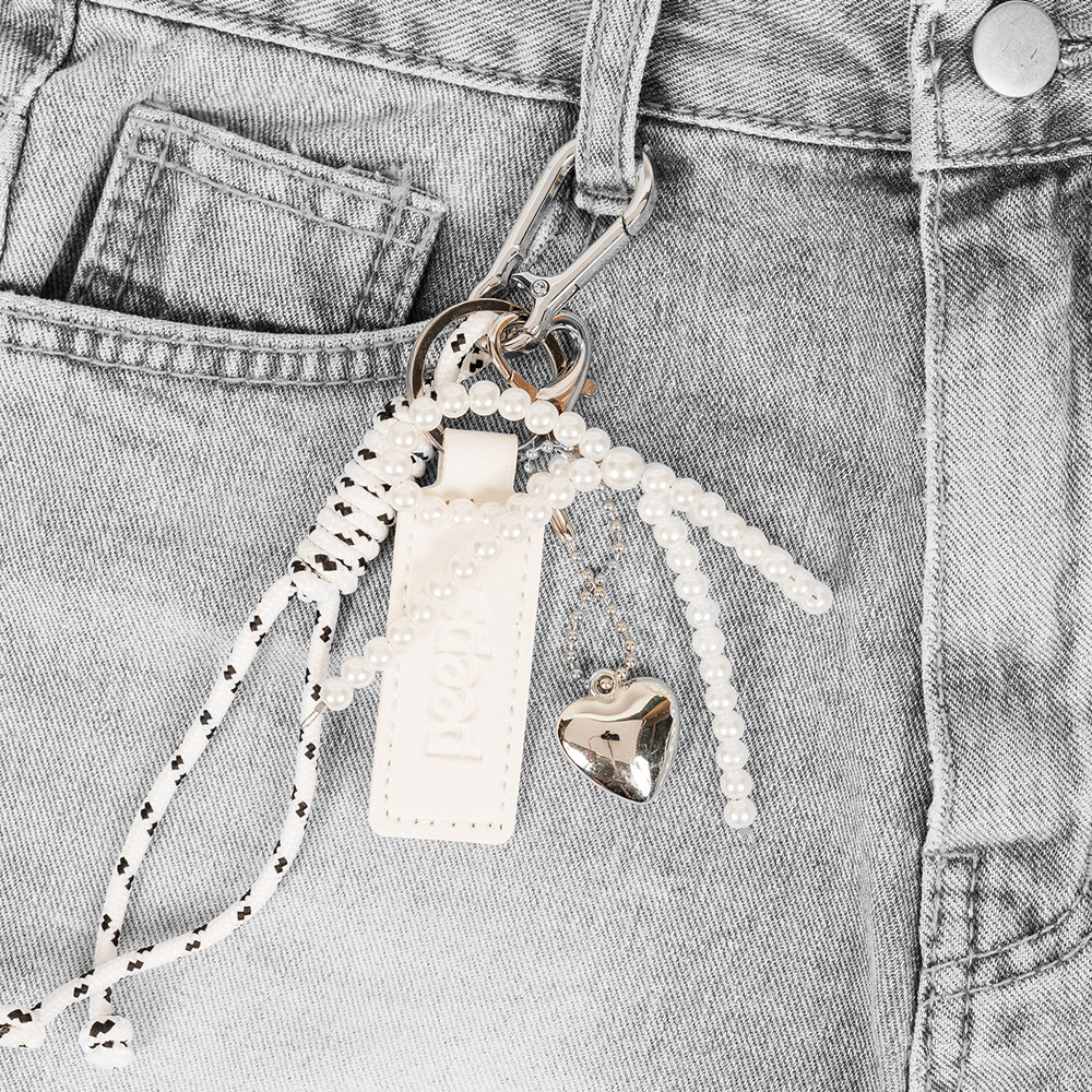 PEEPS Pearl Ribbon Keyring(White) 가방 바지키링 - 상세 이미지 3