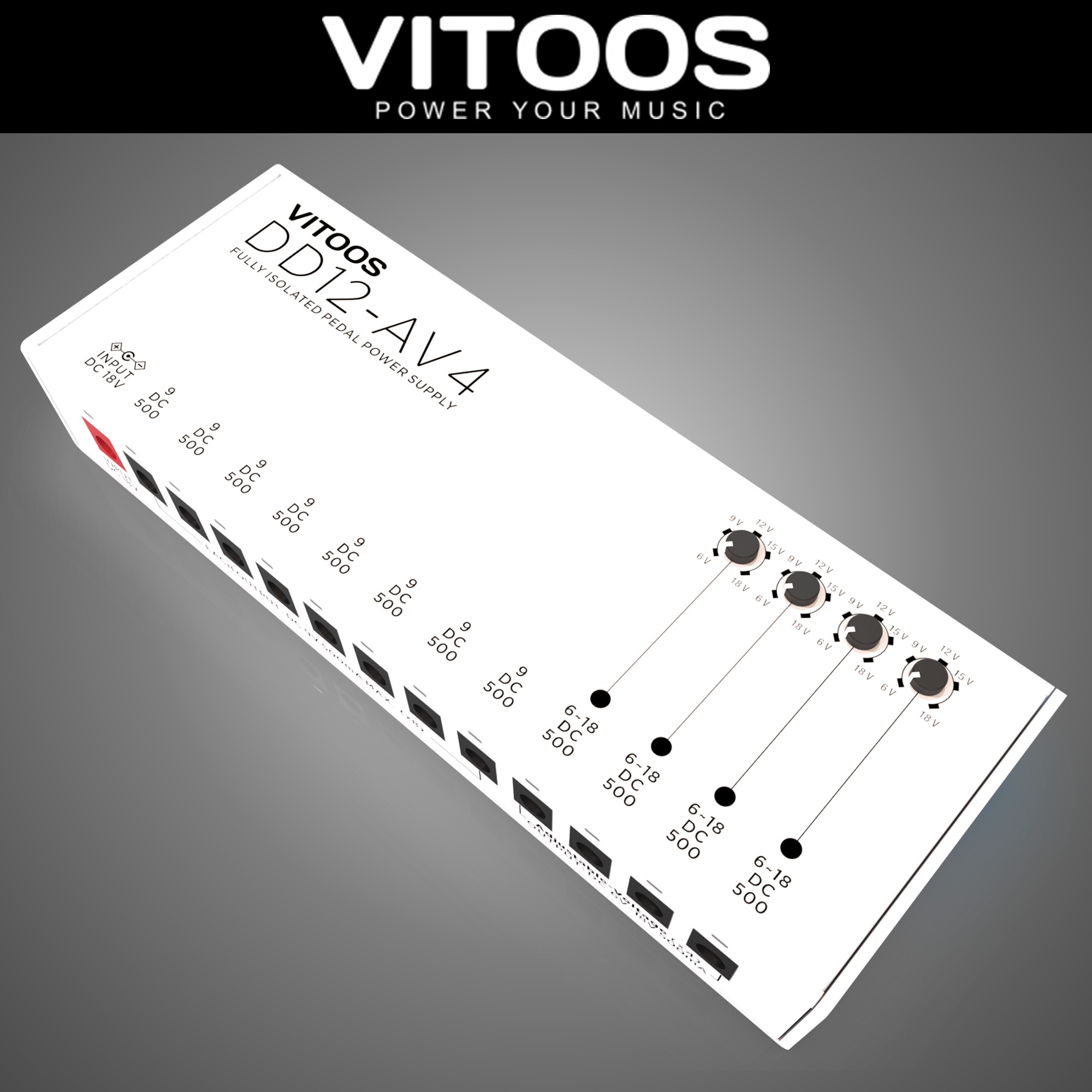 VITOOS 비투스 DD12-AV4 Fully Isolated 이펙터 파워서플라이 12구 - 상품 이미지
