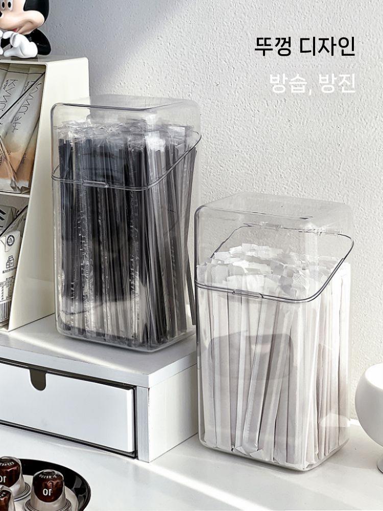 빨대 보관함 투명 사각형 디스펜서 내열 아크릴 - 상세 이미지 4