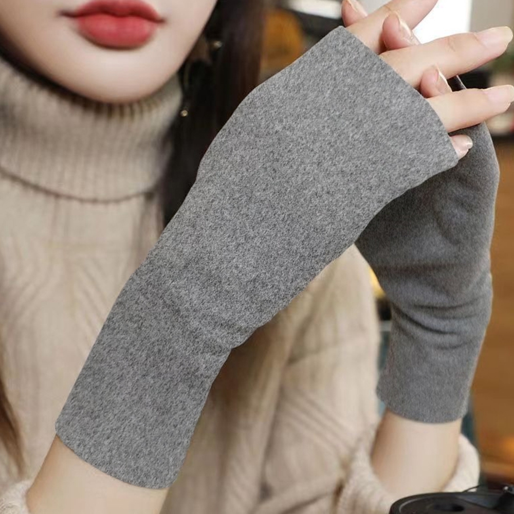 여성 겨울반장갑 손가락없는장갑 수면 손가락뚫린장갑 그레이 - 상품 이미지