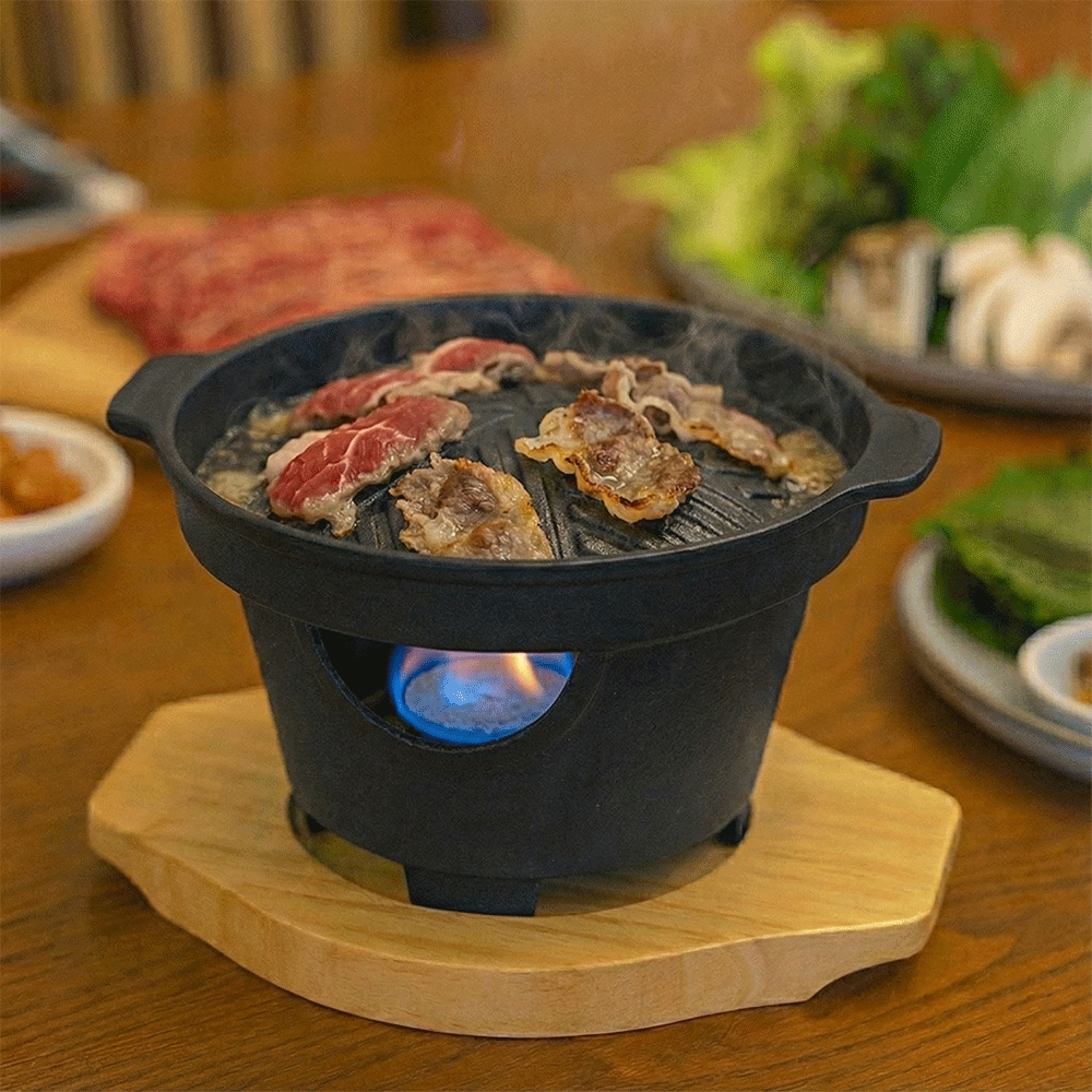 검트리 미니화로 무쇠 개인 화로 1인 가정용 캠핑 바베큐 구이 고체연료 - 상세 이미지 5
