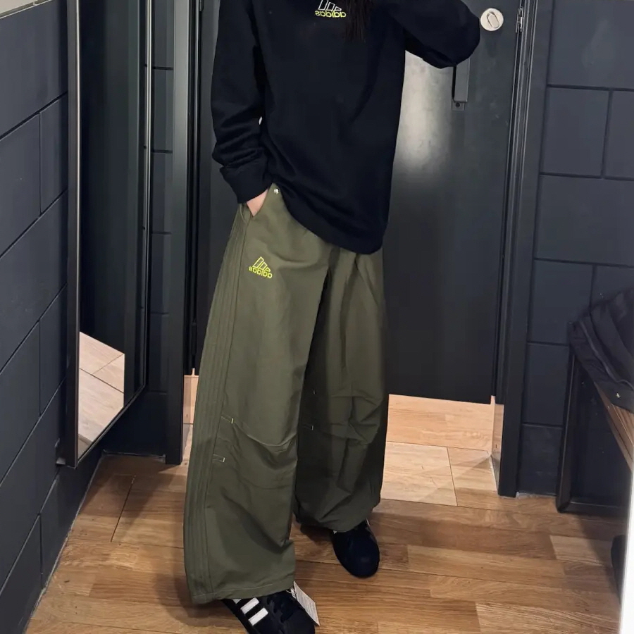 아디다스 오리지널 파라슈트 와이드 트랙 팬츠 올리브 카키 JD5416 이미지 8