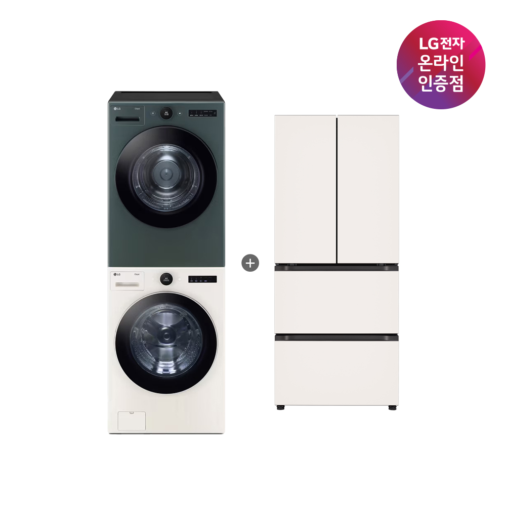 LG 트롬 오브제컬렉션 세탁기건조기 세트 + LG 디오스 김치톡톡 (FX24ENE-GNG + Z330MPSF11) - 상품 이미지