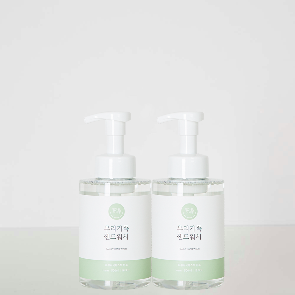 엄마랑아기랑 우리가족 핸드워시 폼 손세정제 거품비누 핸드솝 500ml x 2개 제품 이미지