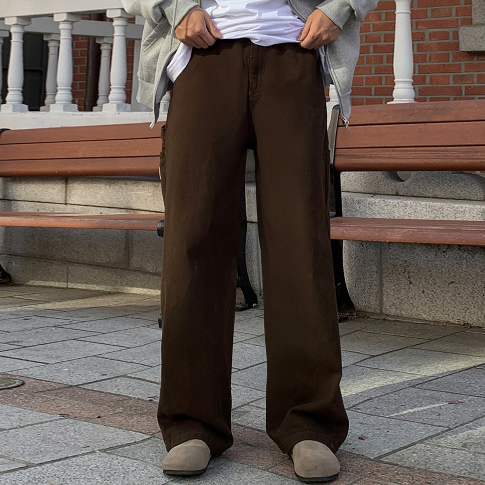 남자 코랜 봄 가을 와이드 코튼 카펜더 팬츠 - 상품 이미지