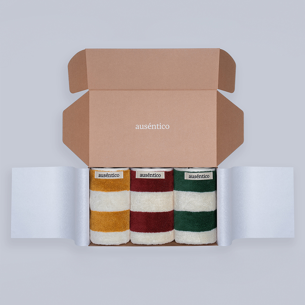 오센티코 페이스타올 선물세트 210g, 멀티스트라이프, 3장 - 상품 이미지
