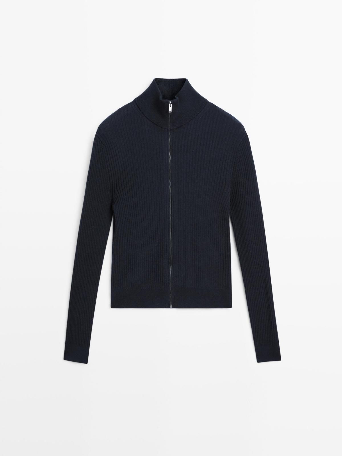 마시모두띠 하이넥 집업 울 니트 가디건 5689/822 NAVY BLUE - 상품 이미지