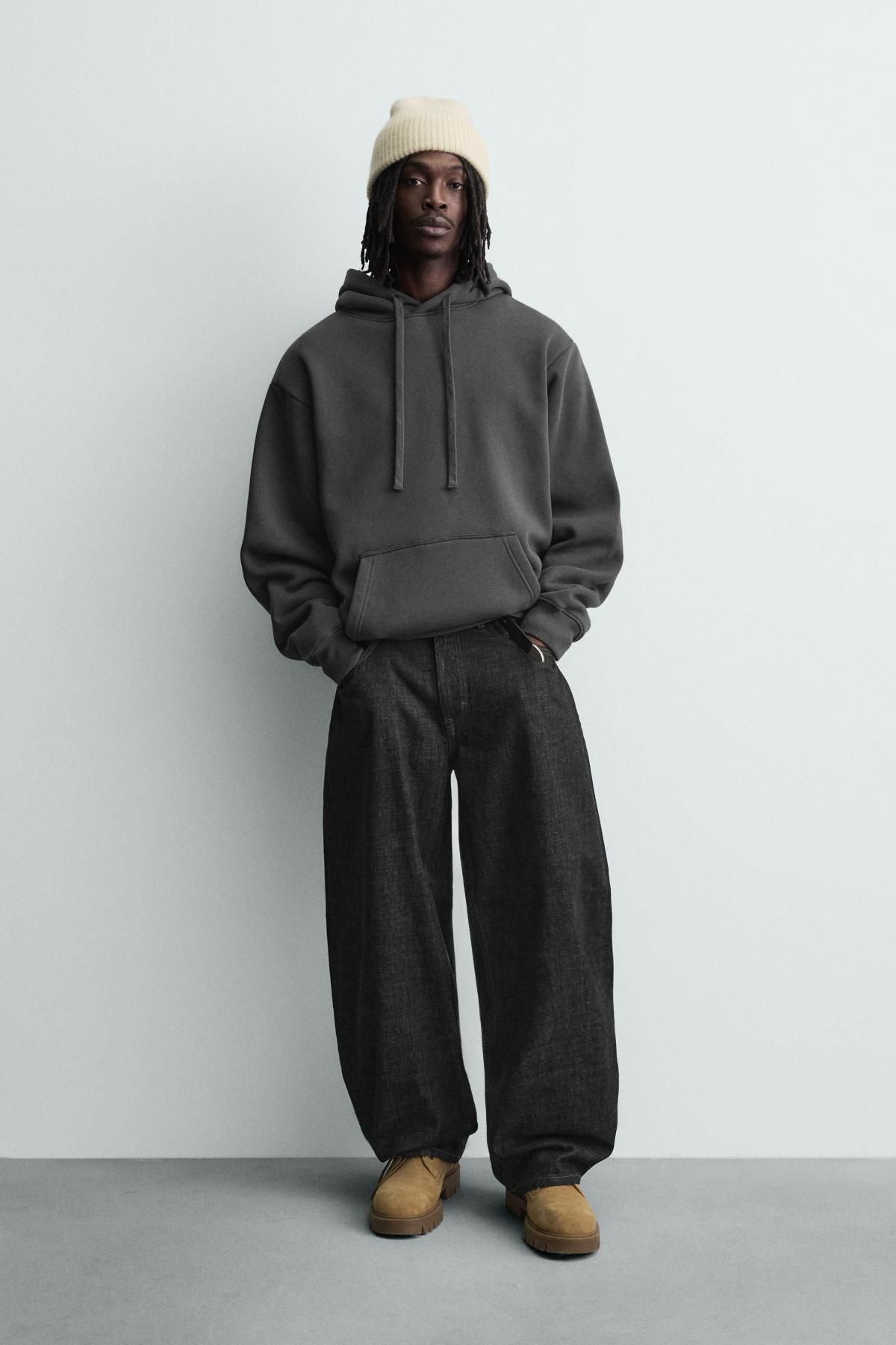 자라 테크니컬 텍스처 후드 스웨트셔츠 0761/810 DARK ANTHRACITE - 상세 이미지 2