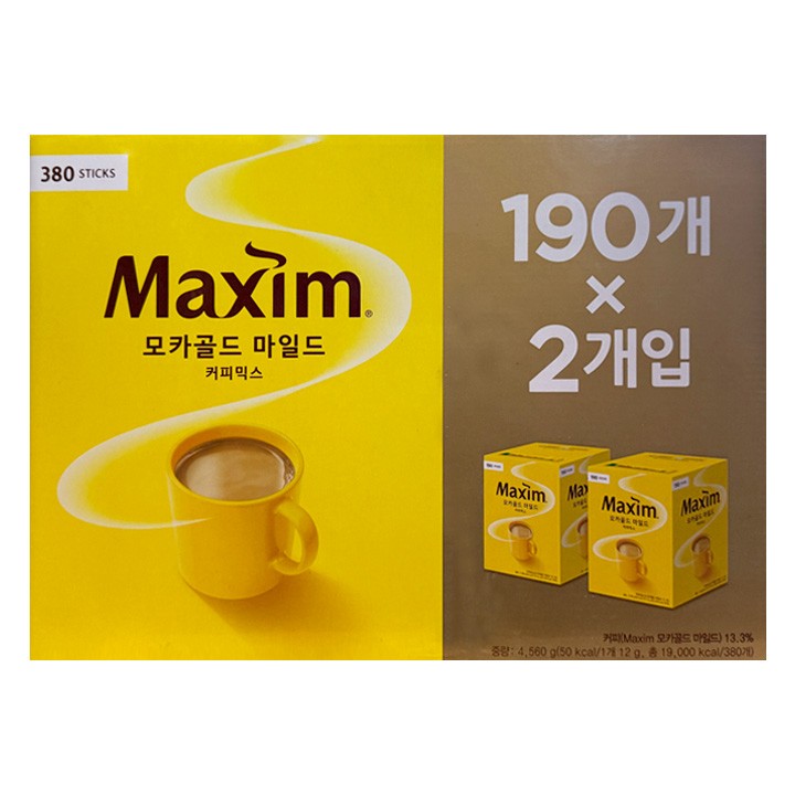 맥심 모카골드 마일드 커피믹스 190스틱 x 2개T - 상품 이미지