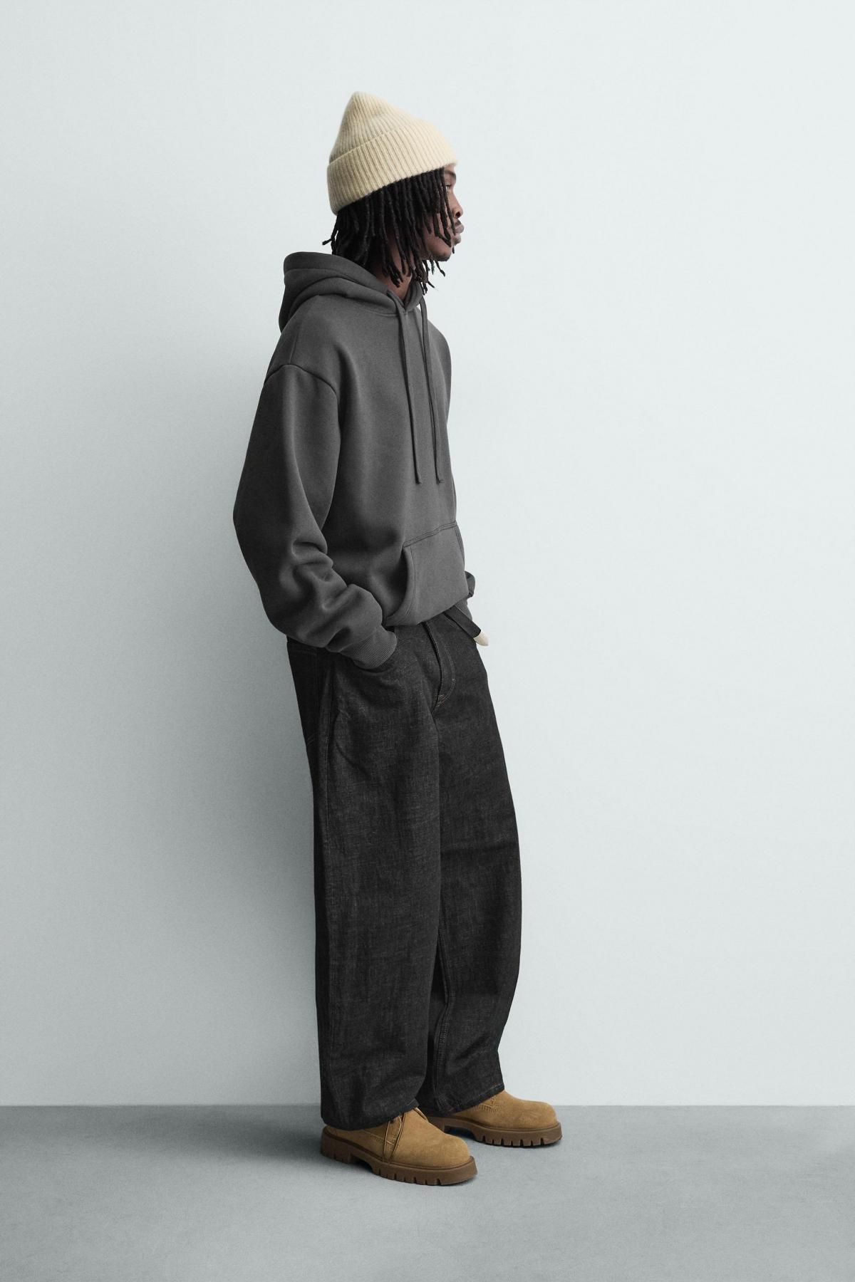 자라 테크니컬 텍스처 후드 스웨트셔츠 0761/810 DARK ANTHRACITE - 상세 이미지 5