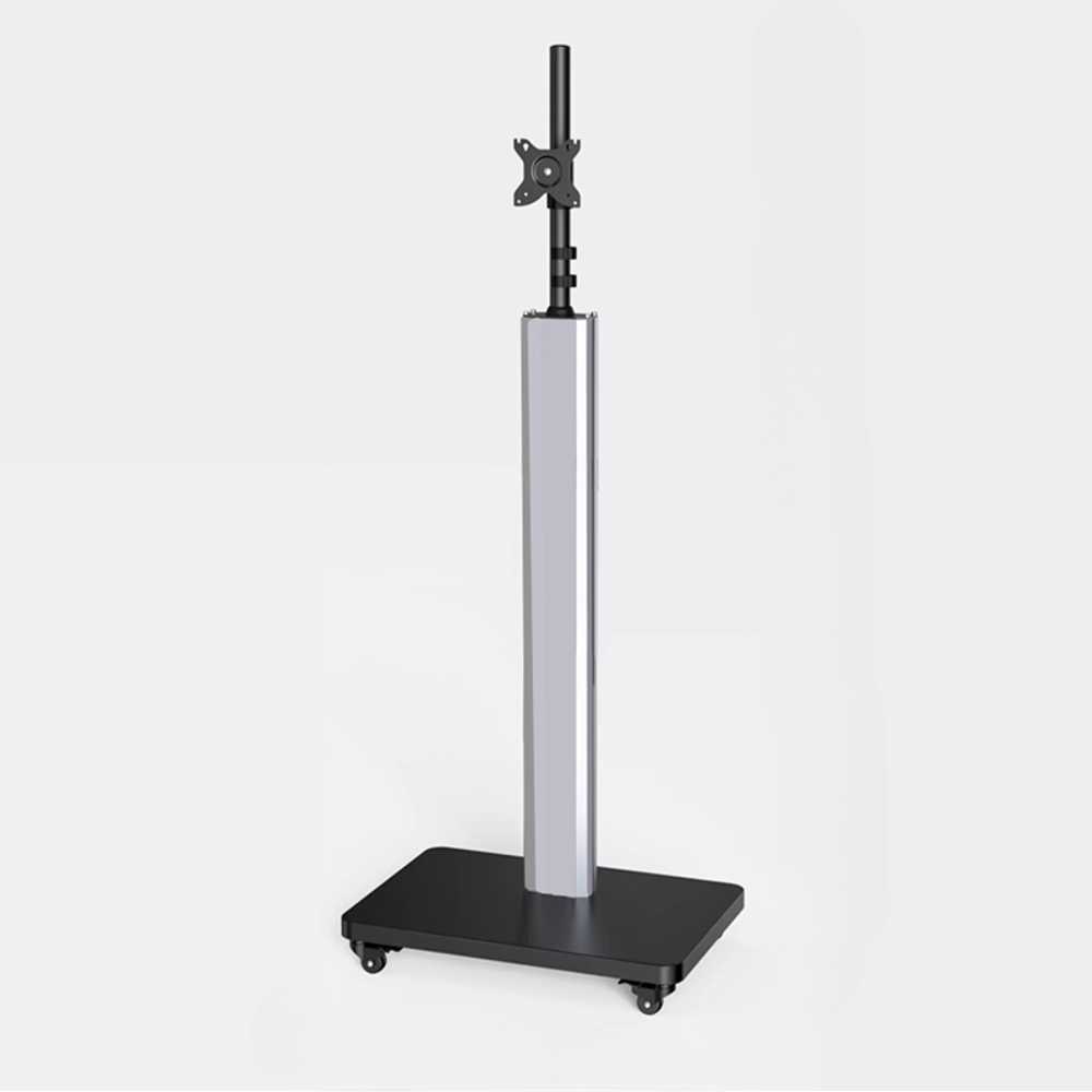 이동식 PC 받침대 컴퓨터 본체 스탠드 바퀴형 트레이 실버 - 상품 이미지