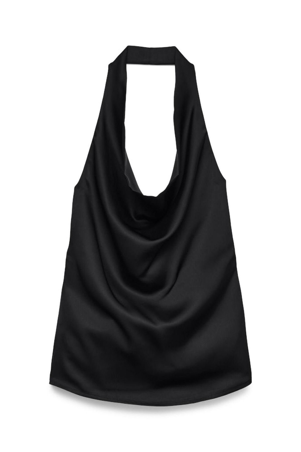 베로모다 새틴 드레이프 홀터넥 탑 7093256 NEGRO - 상품 이미지