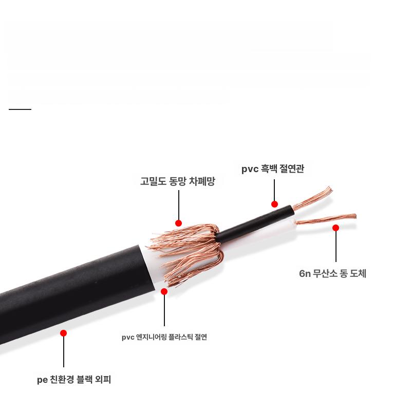 2RCA 케이블 최고급 구리 AUX 절연망 0.75m 네트 없는 오디오파일 0.5m - 상세 이미지 4