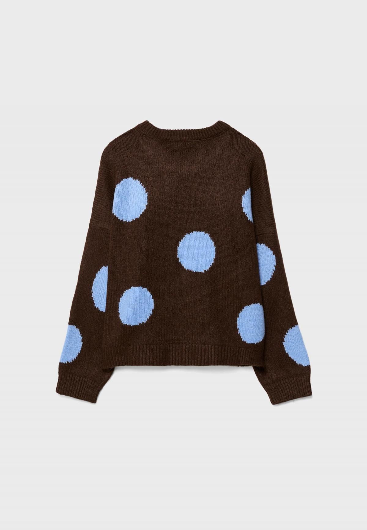 스트라디바리우스 폴카도트 라운드넥 니트 스웨터 1568/081 BROWN - 상세 이미지 2