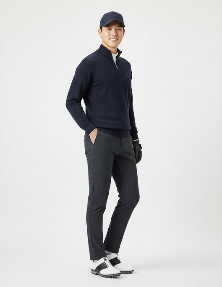 볼빅 골프 남성 겨울 사각체크 필드룩 골프웨어 기모안감 바지 - 상세 이미지 4