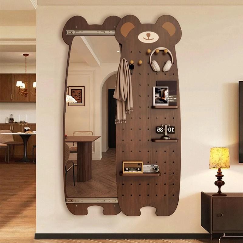 전신거울 벽걸이 드레스룸 DIY펀칭보드 슬라이딩 공간활용 홈 인테리어 학생 자취방 오른쪽 120x40 월넛 - 상세 이미지 3