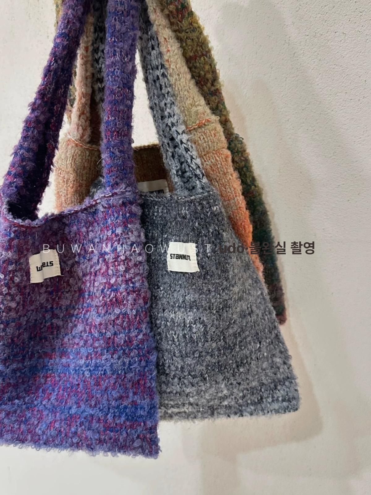 손뜨개 휘뚜루마뚜루 가방 에코백 겨울 뜨개가방 블랙그레이 - 상세 이미지 3