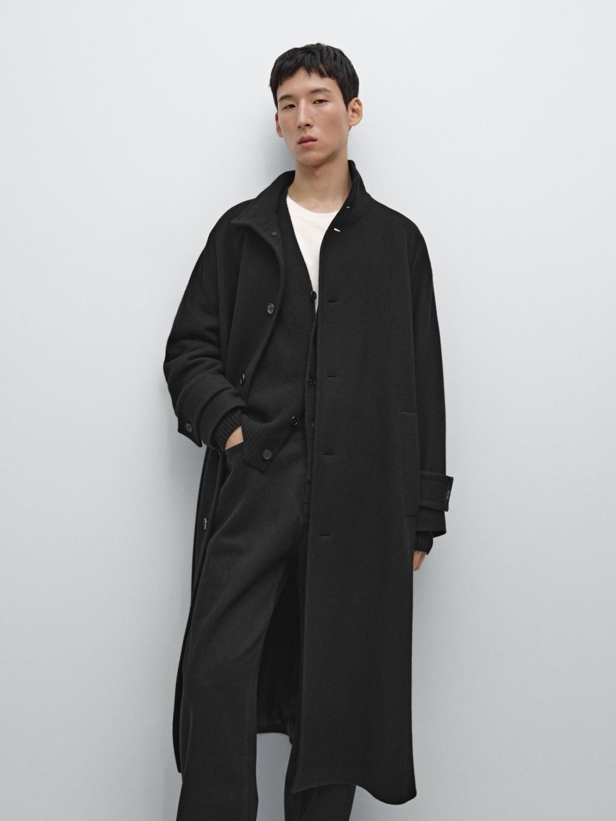 마시모두띠 프리미엄 울 하이넥 싱글 코트 2890/700 BLACK - 상세 이미지 3
