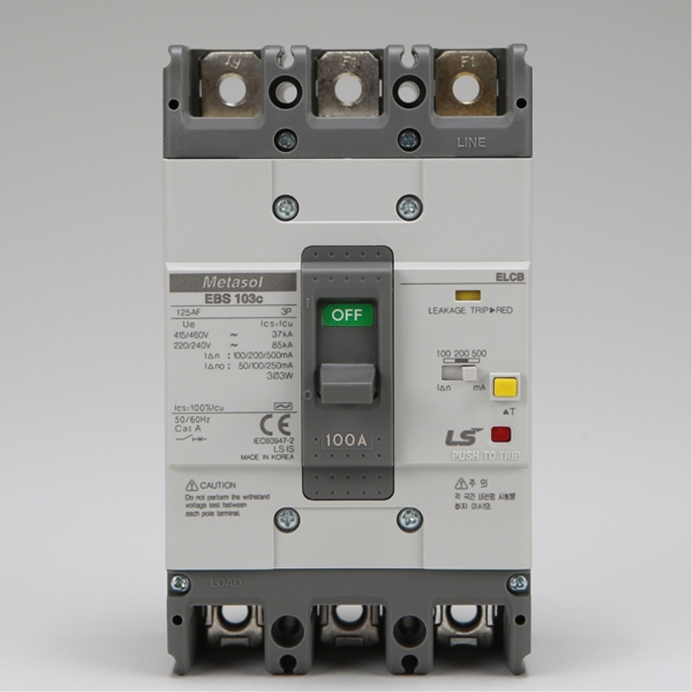 LS 산업용 ELCB 누전차단기 EBS 103C 3P 100A 85kA 분전함 LS일렉트릭 - 상세 이미지 3