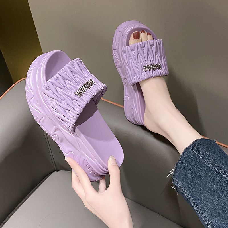 여성통굽 슬리퍼 여름8cm 키높이 플랫폼 일자슬리퍼 - 상세 이미지 4