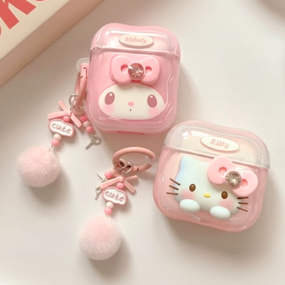 키티 에어팟 4 케이스 프로3 마이멜로디 핑크 쿠로미 키링 귀여운 선물 제품 이미지